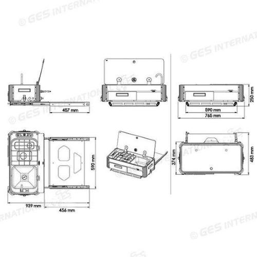 LAVELLO INOX CON PIANO DI COTTURA A GAS CON 2  FUOCHI 1000+1900W ESTRAIBILE SLIDE OUT KITCHEN SL140LC