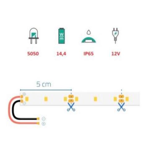 STRISCIA LED 12V 72W 5MT IMPERMEABILE BIANCO NEUTRO DIMMERABILE