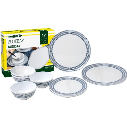 KIT PIATTI E ACCESSORI IN MELAMINA 4 PERSONE 12PZ BLUEBAY MIDDAY 0830148N.C6T