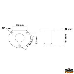 FANALE 12V “POLE EASY LED 360°” A 360°20MT ASTA BAIONETTA ATTACCO PARETE 1100MM BIANCO + CROCE DEL SUD ROSSO/VERDE