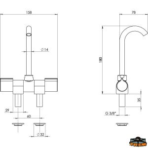 MISCELATORE A DUE MANOPOLE CANNA ABBATTIBILE "D"