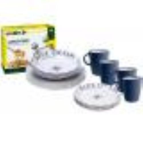 KIT PIATTI E ACCESSORI IN MELAMINA 4 PERSONE 16PZ BLUE OCEAN 0830155N.C8C