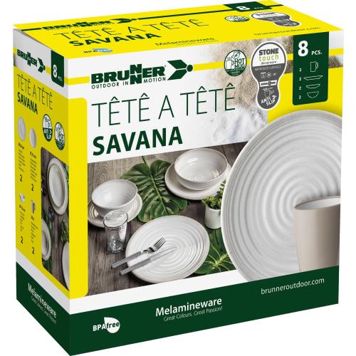 KIT PIATTI E ACCESSORI IN MELAMINA 2 PERSONE 8PZ SAVANA 0830143N.C4P