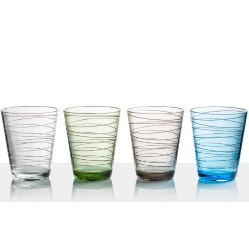 CONFEZIONE 4 BICCHIERI ONDA COLORI ASSORTITI 0830214N