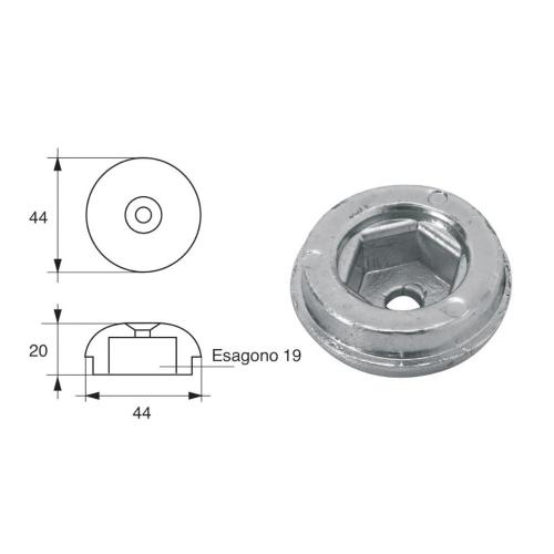 ANODO PER ASSI E ELICHE SLEIPNER 71190 ELICHE 75T-90T Ø 44MM