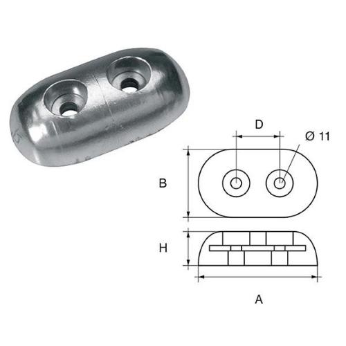 ANODO PER CARENE E SPECCHI DI POPPA FX-A 115X65X30MM
