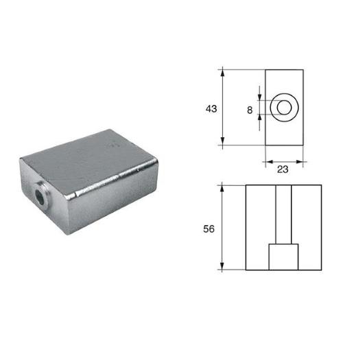 ANODO PER MOTORI JOHNSON/EVINRUDE/OMC FG4 BIS O.C.433458 HP 60-280 56X43X23MM ZINCO