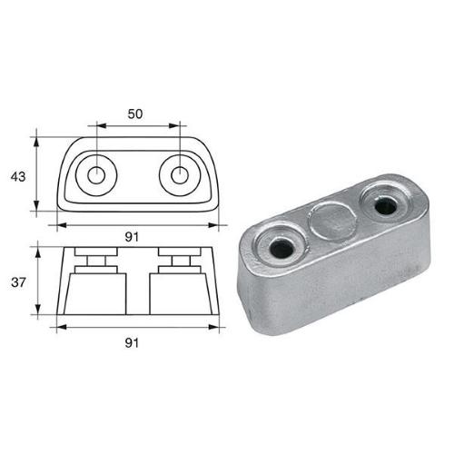 ANODO PER MOTORI JOHNSON/EVINRUDE/OMC F-OMC-22 O.C.986458 COBRA SX 91X43X37MM ZINCO
