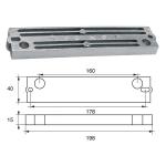 ANODO PER MOTORI JOHNSON/EVINRUDE/OMC FG13 O.C.5034616 HP 70 4T ENVIRUDE 198X40X15MM ZINCO 