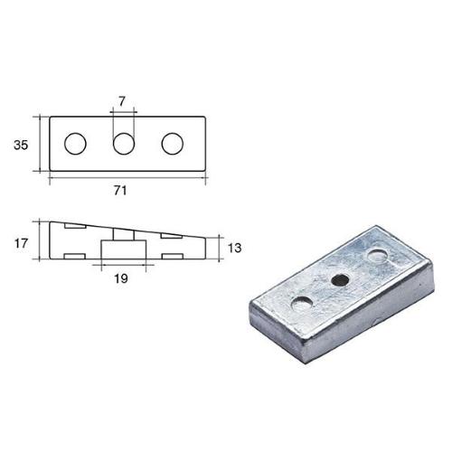 ANODO PER MOTORI HONDA FH-7 O.C.41109-ZW1-B00 HP 75-130-225 71X35X17MM ALU