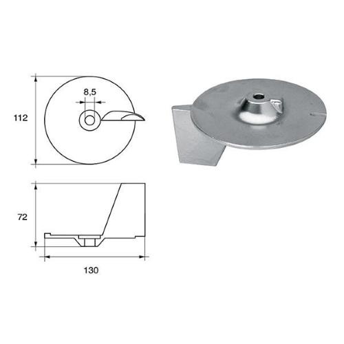 ANODO PER MOTORI HONDA FH-12 O.C.41107-ZW1-B01ZA HP 75-90-115-130 130X112X72MM ALU