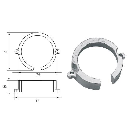 ANODO PER MOTORI MERCURY MERCRUISER FM-28 O.C.806188A1 BRAVO ONE 87X70X22MM ZINCO
