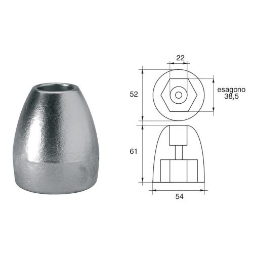 ANODO PER MOTORI MERCURY MERCRUISER FM-34 O.C.865182Q01 BRAVO THREE 54X61MM ALU