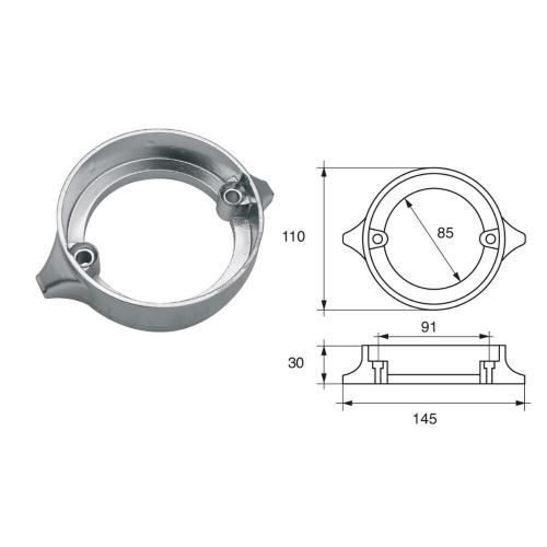 ANODO PER MOTORI VOLVO PENTA F-VP DUO PROP O.C.852182 DUO PROP 145X110X30 ZINCO