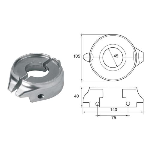 ANODO PER MOTORI VOLVO PENTA SAIL DRIVE O.C.3888305 140x105X40MM ZINCO