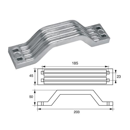 ANODO PER MOTORI YAMAHA MARINER F-YA-115 O.C.6G5-45251-02 HP 115-225 203X45X50MM ZINCO