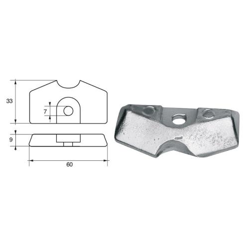 ANODO PER MOTORI YAMAHA MARINER FM-YA-19 O.C.6L5-45251-02 HP 3.5 60X33X9MM ZINCO