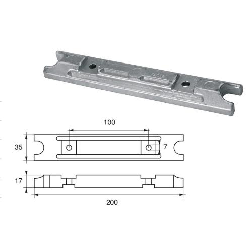 ANODO PER MOTORI YAMAHA MARINER FM-YA-21 O.C.6H1-45251-02 HP 25-75 200X35X17MM ALU