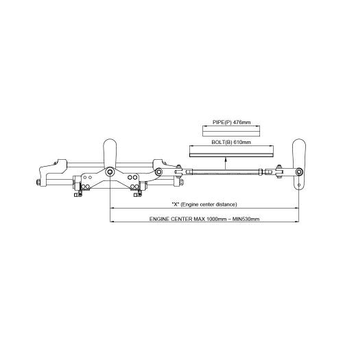 TIMONERIA IDRAULICA COMPLETA FRONTALE FINO A 350HP SEAFIRST PER DOPPIO MOTORE CON BARRA DI ACCOPPIAMENTO