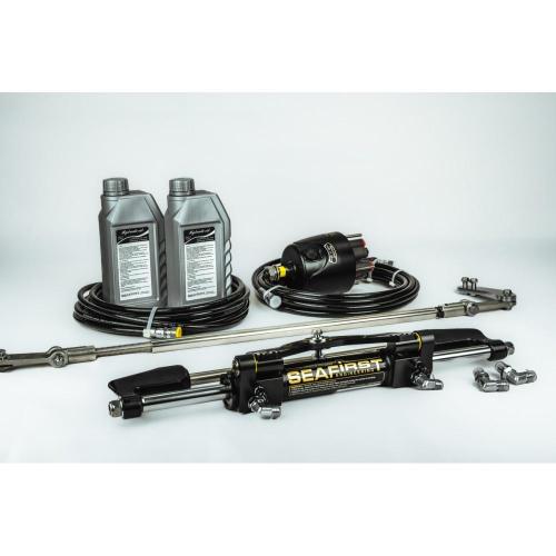 TIMONERIA IDRAULICA COMPLETA FRONTALE FINO A 350HP SEAFIRST PER DOPPIO MOTORE CON BARRA DI ACCOPPIAMENTO