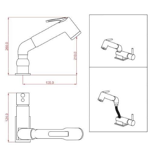 MISCELATORE MONOCOMANDO CON DOCCIA ESTRAIBILE
