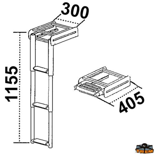 SCALETTA TELESCOPICA ESTRAIBILE A SCOMPARSA 4 GRADINI SOTTO PLANCIA
