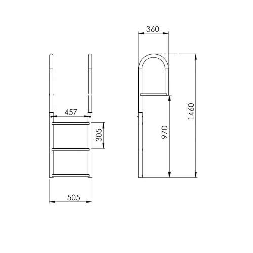 SCALETTA PER PONTILE ALLUMINIO GREZZO 3 GRADINI