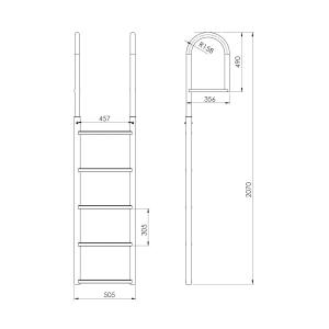 SCALETTA PER PONTILE ALLUMINIO GREZZO 5 GRADINI