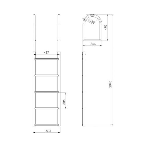 SCALETTA PER PONTILE ALLUMINIO GREZZO 5 GRADINI
