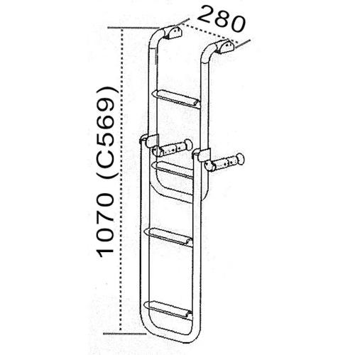 SCALETTA PIEGHEVOLE PER SPECCHIO DI POPPA INOX "KAPPA" 4 GRADINI