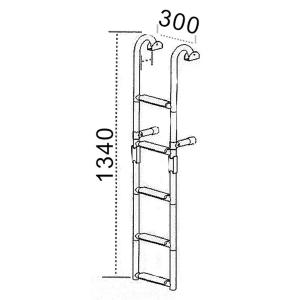 SCALETTA PIEGHEVOLE PER SPECCHIO DI POPPA INOX "CONFORT CON ARCHI" 5 GRADINI