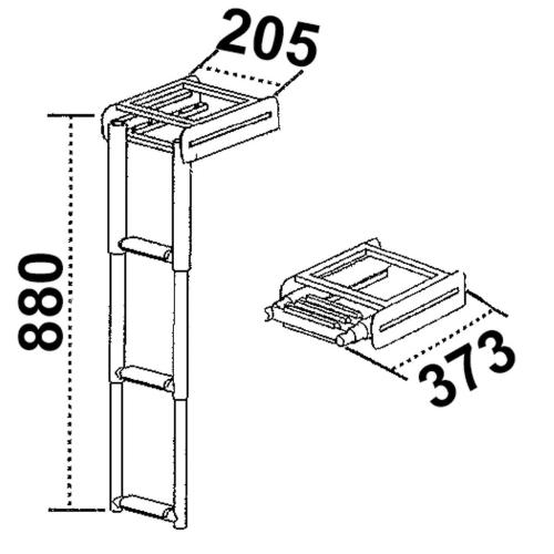 SCALETTA TELESCOPICA ESTRAIBILE A SCOMPARSA 3 GRADINI STRETTA SOTTO PLANCIA