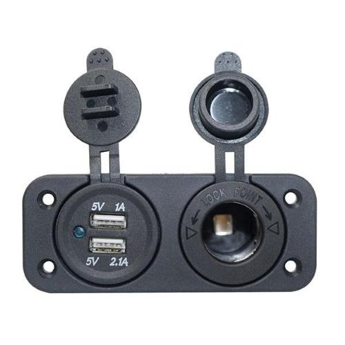 PRESA 12V AUTO + 2 USB DA INCASSO FISS. A VITI