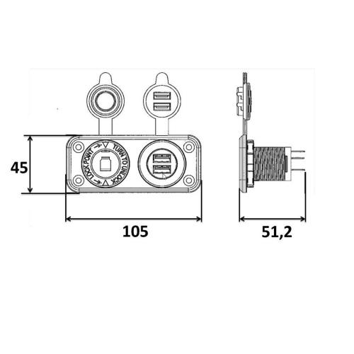 PRESA 1 PORTA USB + 1 PD/TIPE C + VOLTMETRO DA INCASSO FISS. A VITI