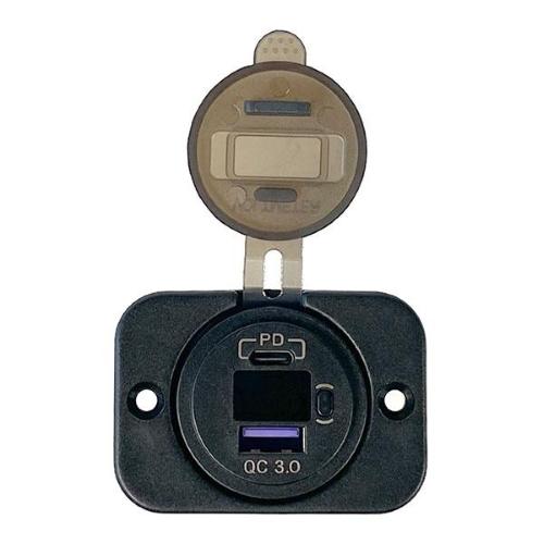 PRESA 1 PORTA USB 3.0 + 1 PD/TIPE C + VOLTMETRO FISS. A VITI