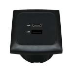 PRESA USB-A USB-C + CORNICE SENZA COPERCHIO + SCATOLA PROT. NERO