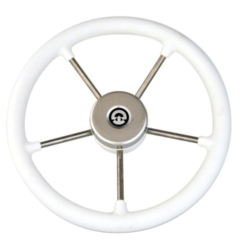 VOLANTE RUOTA TIMONE INOX Ø 350MM POLIURETANO BIANCO