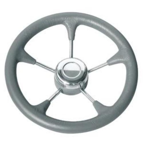 VOLANTE RUOTA TIMONE INOX Ø 350MM POLIURETANO GRIGIO
