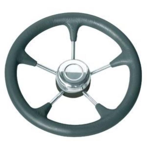 VOLANTE RUOTA TIMONE INOX Ø 280MM POLIURETANO NERO