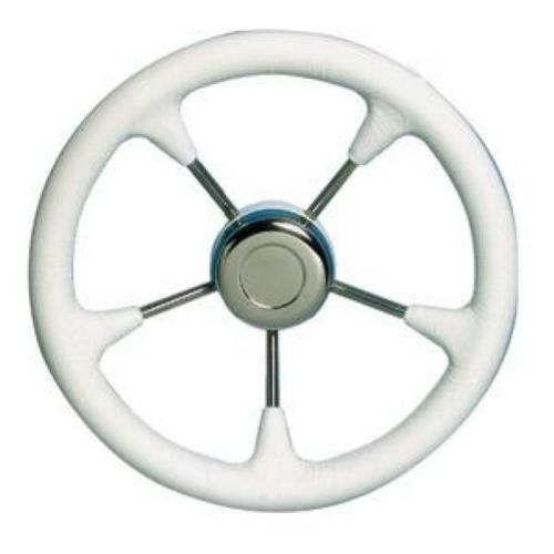 VOLANTE RUOTA TIMONE INOX Ø 350MM POLIURETANO BIANCO