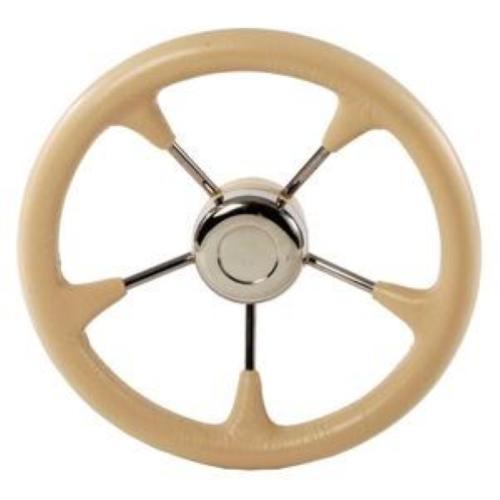 VOLANTE RUOTA TIMONE INOX Ø 350MM POLIURETANO CREMA