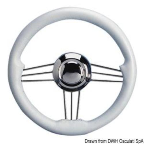 VOLANTE RUOTA TIMONE INOX+POLIURETANO Ø 350MM BIANCO