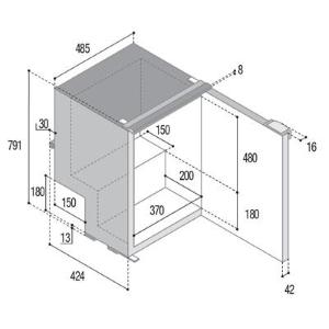 FRIGORIFERO COMPRESSORE DA INCASSO C85ID CHR NERO TERMOSTATO DIGITALE