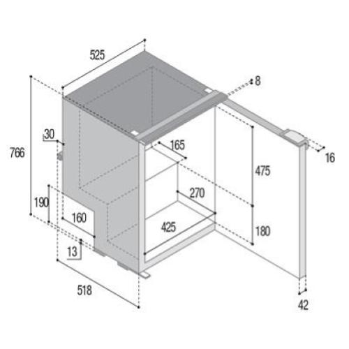FRIGORIFERO COMPRESSORE DA INCASSO C115ID CHR NERO TERMOSTATO DIGITALE