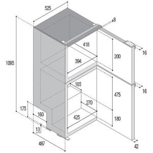 FRIGORIFERO COMPRESSORE DA INCASSO DP150ID NERO TERMOSTATO DIGITALE C/CORNICE