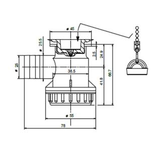 PILETTA DRITTA CON SIFONE DIAM 25MM