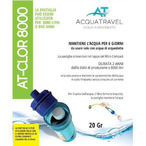 PASTIGLIA AT-CLOR 8000 PER FILTRO A SEDIMENTI PER ACQUA POTABILE COMPACT