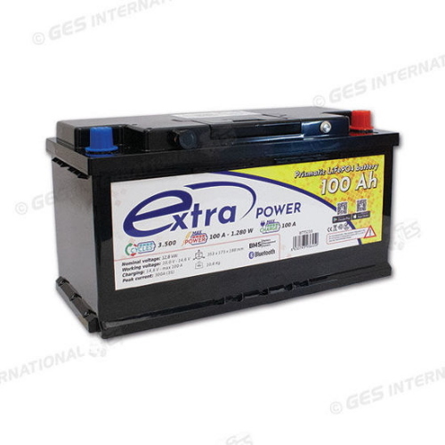 BATTERIA LITIO LiFePo4 PER SERVIZI 100A EXTRA CON BMS INTEGRATO E CONNESSIONE BLUETOOTH